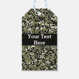 Green Black Cream Camouflage Pattern Favour Gift Tags