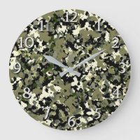 Green Black Cream Camouflage Pattern Print