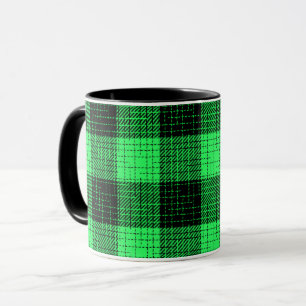 Green Black Crosshatch Buffalo Check Mug