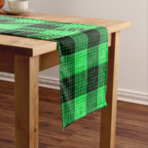 Green Black Crosshatch Buffalo Check Short Table Runner