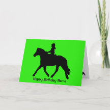 Green Black Cute Pony Rider Silhouette Birthday