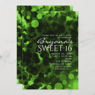 Green & Black Dots Modern Chic Party Invitations
