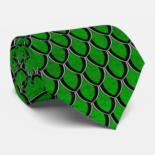 Green Black Dragon Scale Tie
