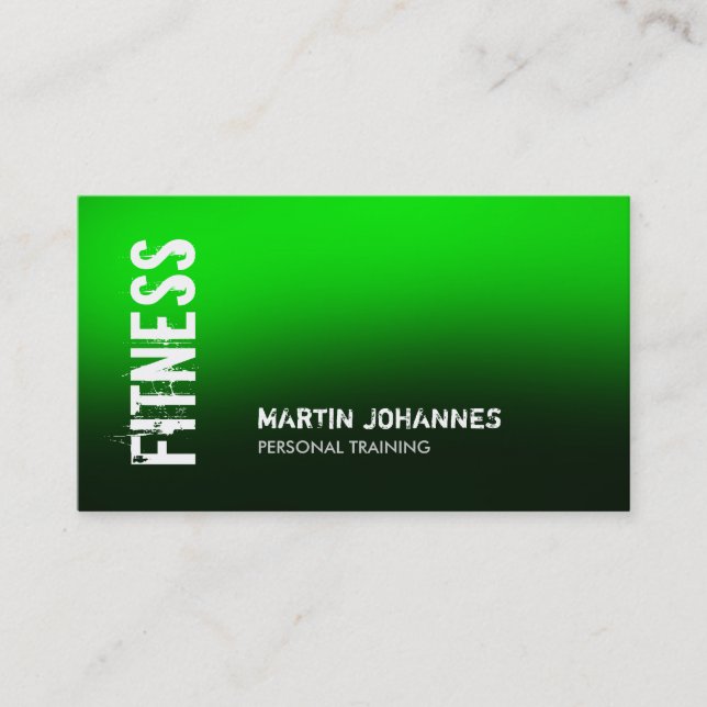 Green Black Fitness Personal Trainer Business Card (Front)