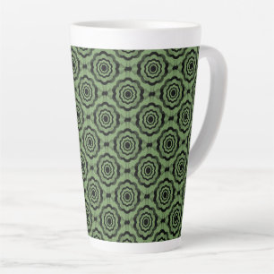 Green Black Flower Seamless Pattern Latte Mug