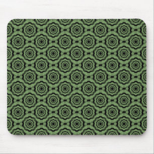 Green Black Flower Seamless Pattern Mouse Mat