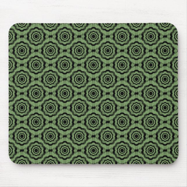 Green Black Flower Seamless Pattern Mouse Mat (Front)