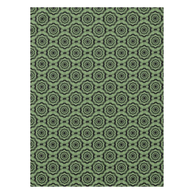 Green Black Flower Seamless Pattern Tablecloth (Front)