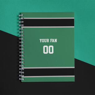 Green & Black Football Team Personalised Notebook