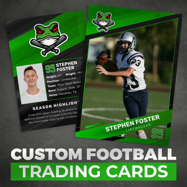 Green & Black Football Trading Card Custom Logo (Creator Uploaded)