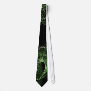 Green Black Fractal Pattern Flame Tie