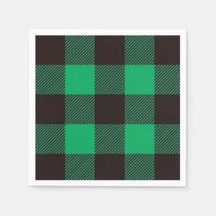 Green Black Gingham Buffalo Plaid Farmhouse  Napkin