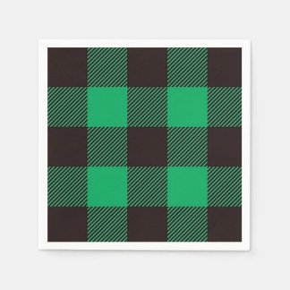 Green Black Gingham Buffalo Plaid Farmhouse  Napkin