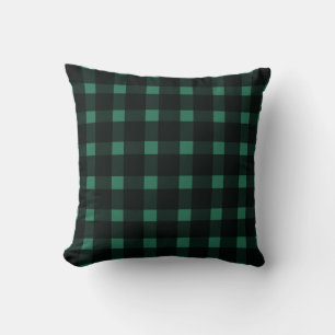 Green Black Gingham Pattern Cushion