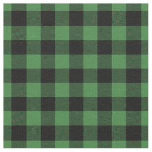 Green & Black Gingham Plaid Fabric