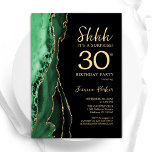 Green Black Gold Agate Surprise 30th Birthday Invitation<br><div class="desc">Emerald green,  black and gold agate surprise 30th birthday party invitation. Elegant modern design featuring green watercolor agate marble geode background,  faux glitter gold and typography script font. Trendy invite card perfect for a stylish women's bday celebration. Printed Zazzle invitations or instant download digital printable template.</div>