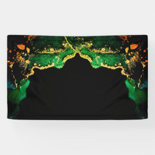 Green Black Gold Artistic Backdrop Wedding Banner