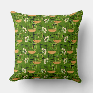 Green, Black & Gold Mid-Century Modern Cushion