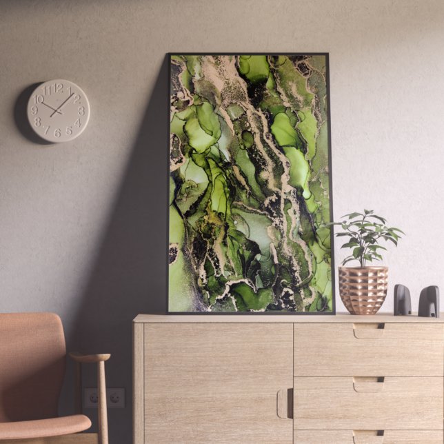 Green Black Gold Unique Alcohol Ink Poster (Creator Uploaded)