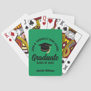 Green Black Graduate Custom Graduation Playing Cards