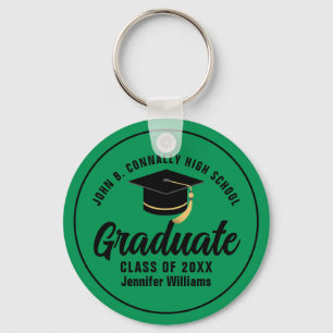 Green Black Graduate Personalised 2026 Graduation Key Ring