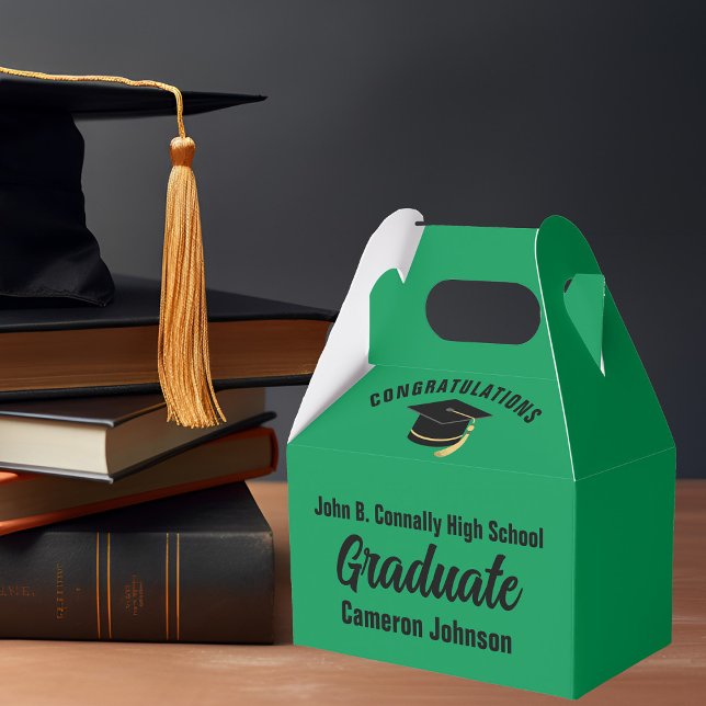 Green Black Graduate Personalised Graduation Party Favour Box (Creator Uploaded)