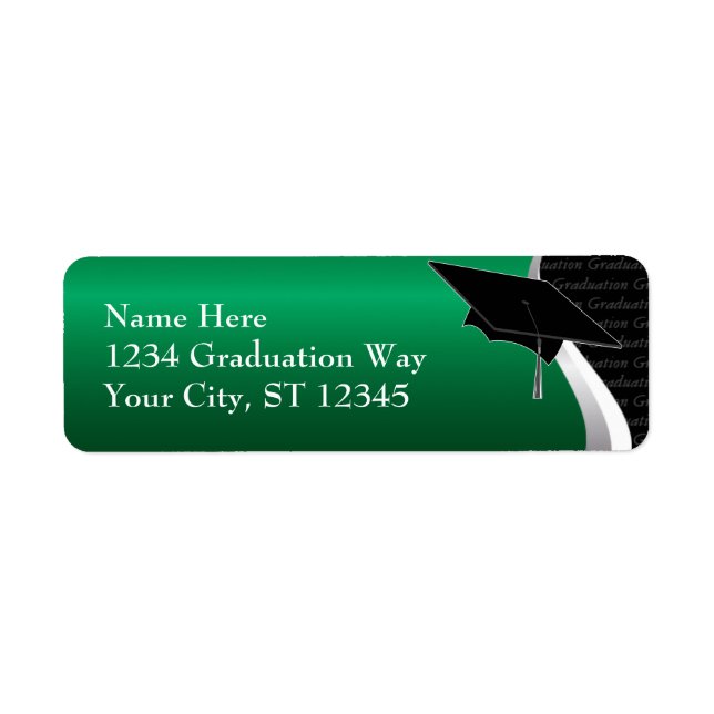 Green & Black Graduation Address Label (Front)