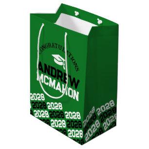 Green & Black Graduation Class Year Medium Gift Bag