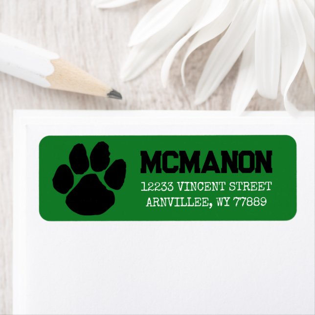 Green & Black Graduation Return Address Labels (Insitu)