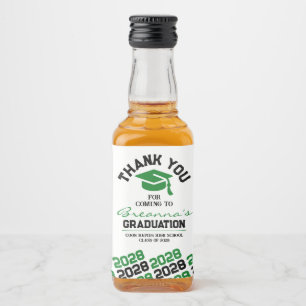 Green & Black Graduation Thank You Mini Liquor Bottle Label