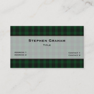 Green & Black Graham Tartan Plaid Custom Business Card