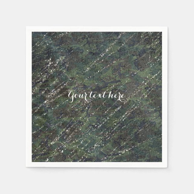 Green Black Grey Modern Marble Designer Chic Party Napkin (Front)