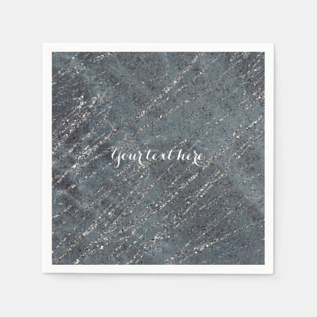 Green Black Grey Modern Marble Designer Party Napkin (Front)