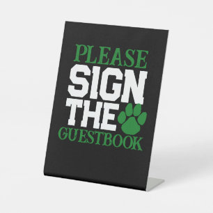 Green & Black Guestbook Graduation Table Pedestal Sign