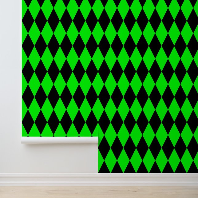 Green Black Harlequin Diamonds Checkers Design  Wallpaper (Creator Uploaded)