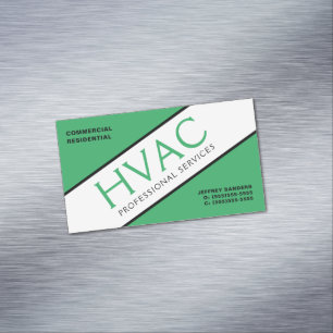 Green Black Heating & Cooling HVAC Magnetic Business Card