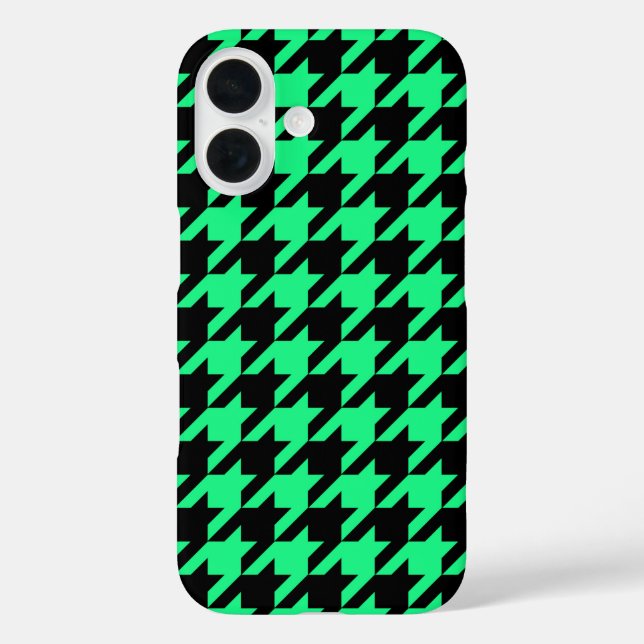 Green Black Houndstooth Check Case-Mate iPhone Case (Back)