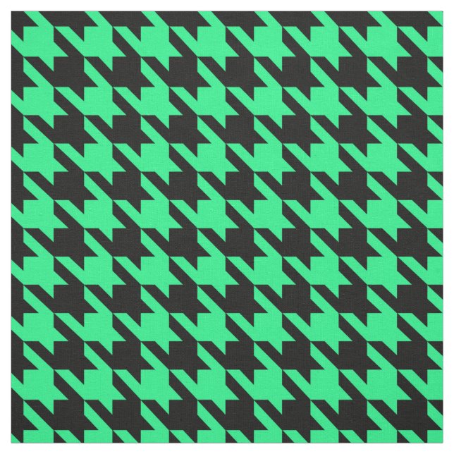 Green Black Houndstooth Check Fabric (Swatch)