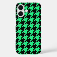 Green Black Houndstooth Plaid 
