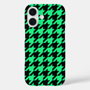 Green Black Houndstooth Plaid  iPhone 16 Case