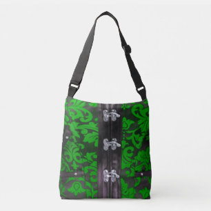 Green Black Lace Steampunk Cross Body Tote Bag