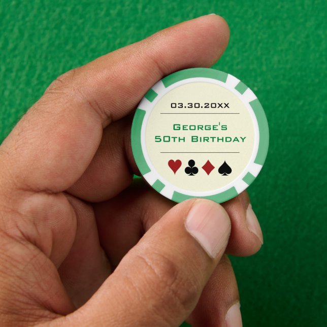 Green Black Las Vegas Casino Poker Chip Birthday (Hand)