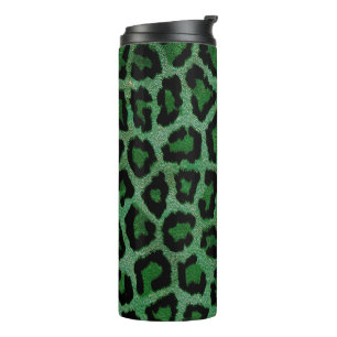 Green Black Leopard Animal Print Thermal Tumbler