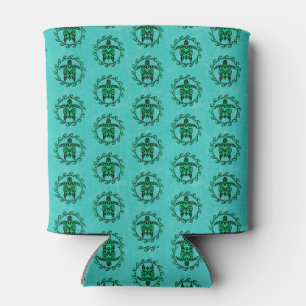 Green Black Maori Sun Symbol Tribal Turtles Can Cooler