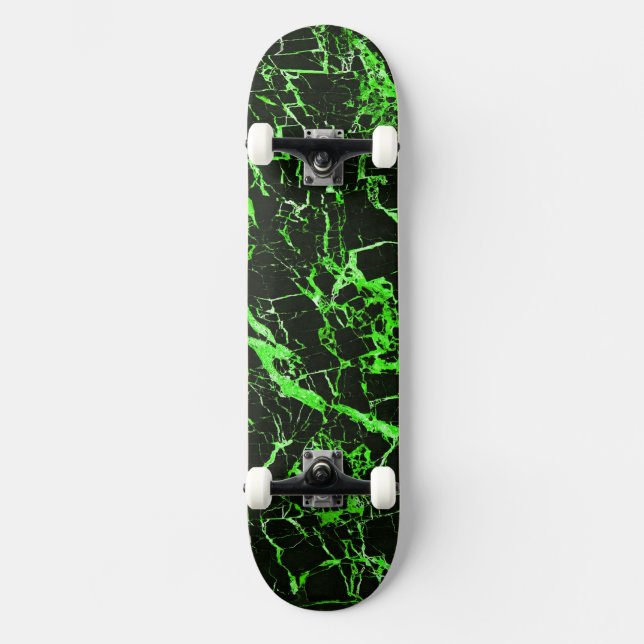 Green & Black Marble (Complete w/Trucks & Wheels), Skateboard (Front)