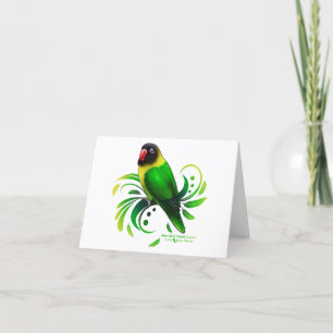 Green Black Masked Lovebird Holiday Card