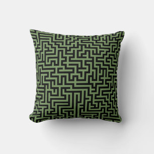 Green Black Maze Lines Cushion