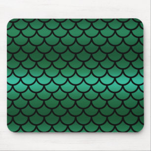 Green & Black Mermaid Scales Fantasy Fish Mouse Mat