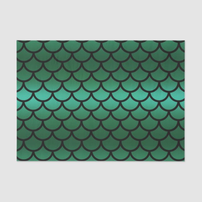 Green & Black Mermaid Scales Fantasy Fish Tissue Paper (Front)