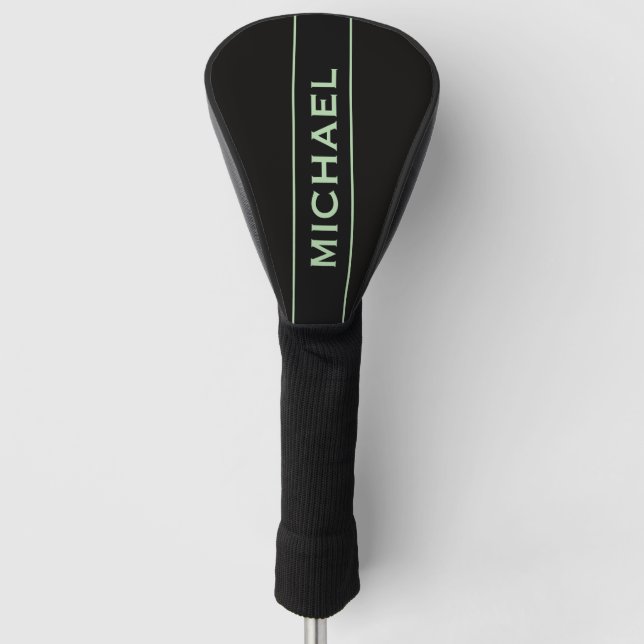 green &black Monogram and Name Personalised  Golf Head Cover (Front)